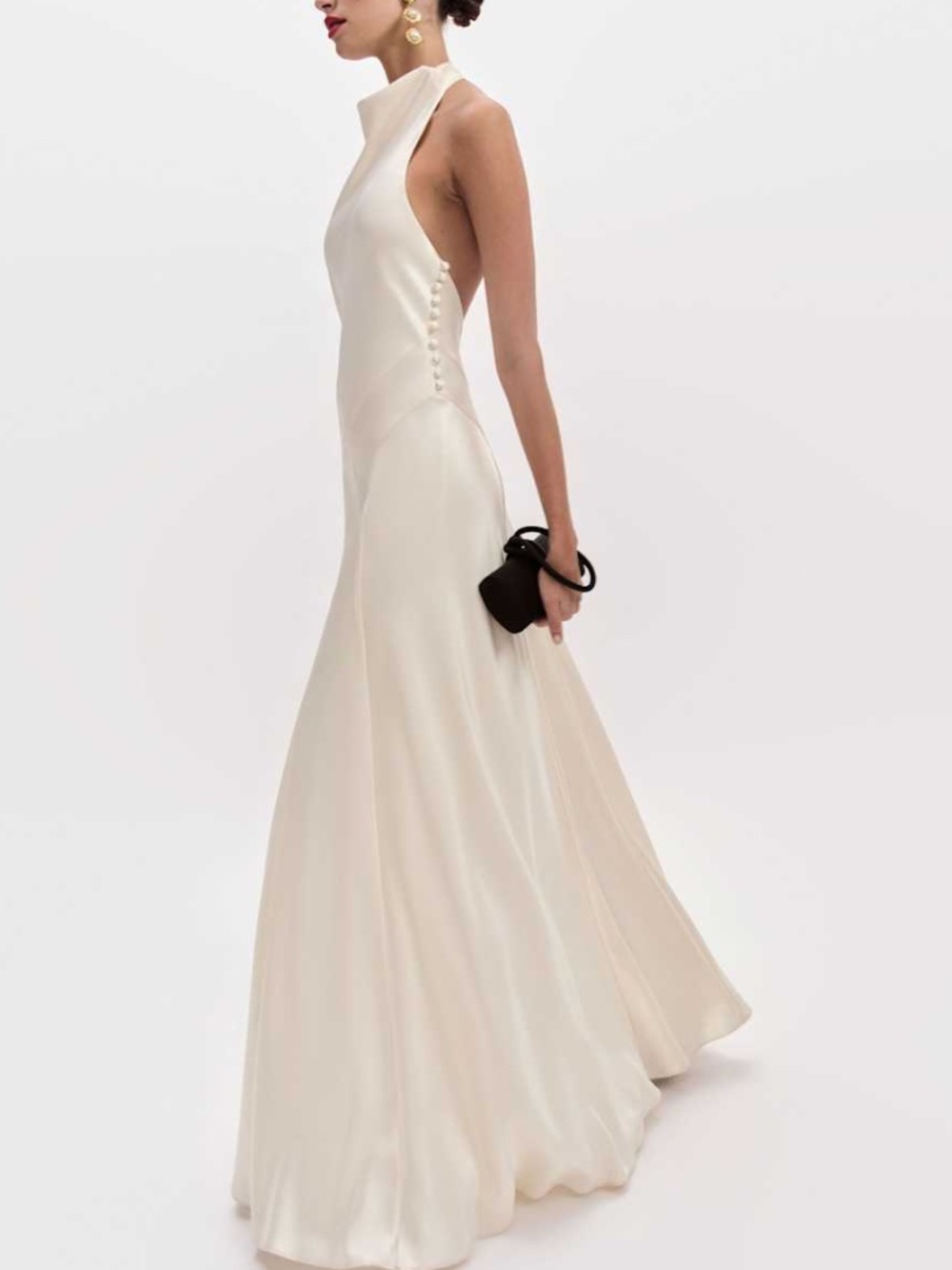 Reformation ROY Satin Wedding Dress Halter Gown Fior Di Latte Ivory With Tags 0